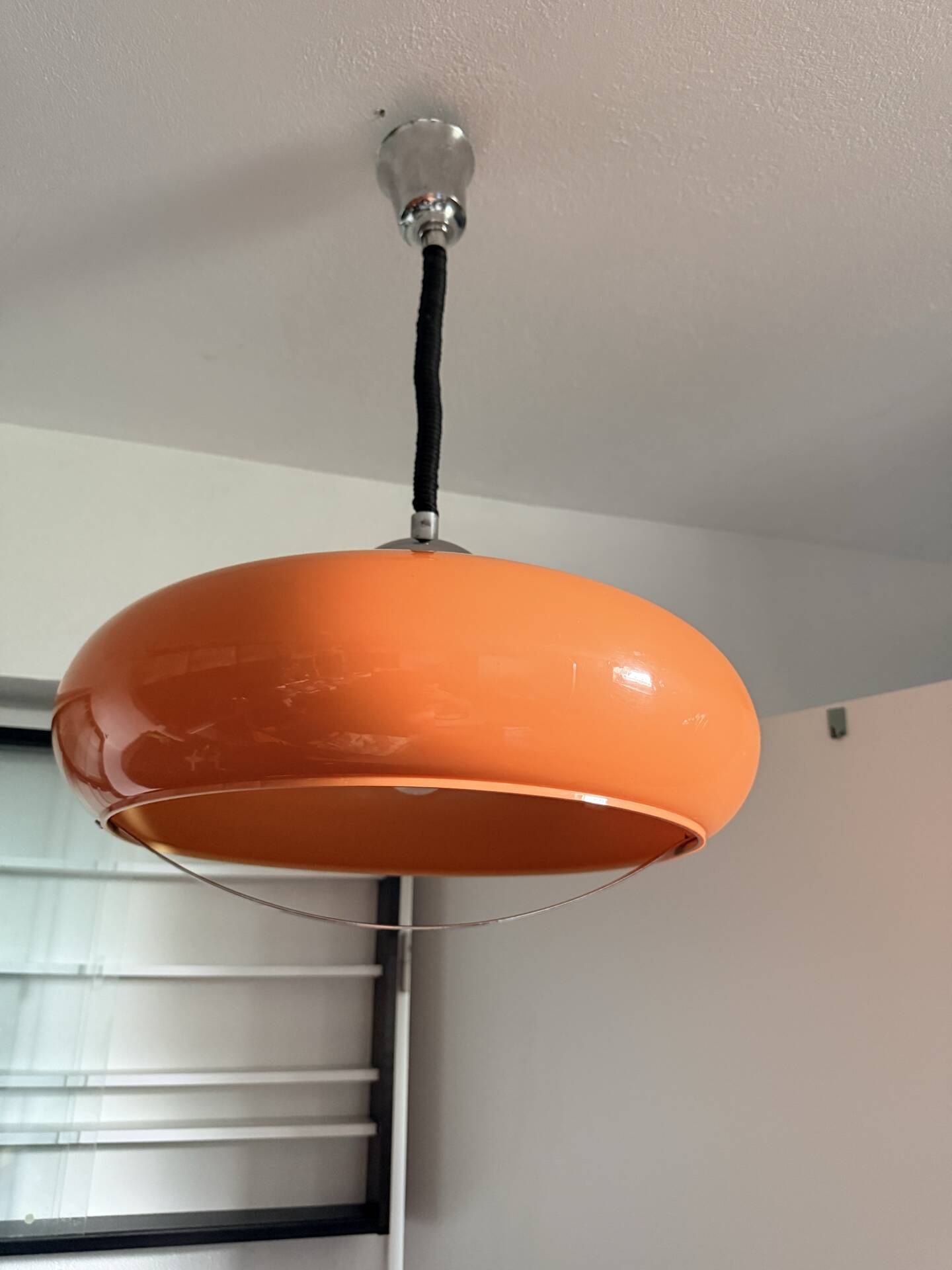 Suspension Space Age orange attribuée à Dijkstra Lampen