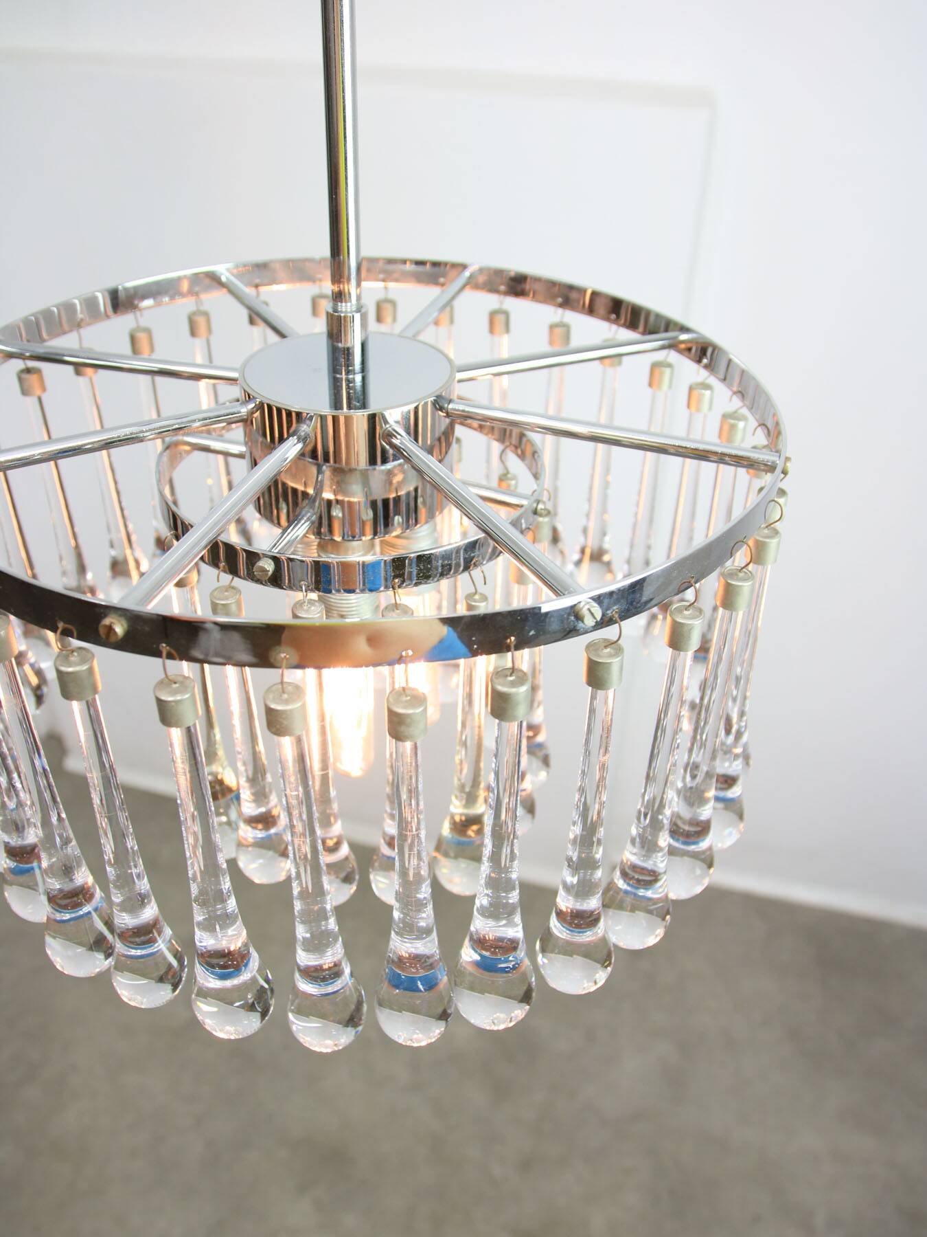 Mid-Century Italian Crystal Teardrop Chandelier, 1960s