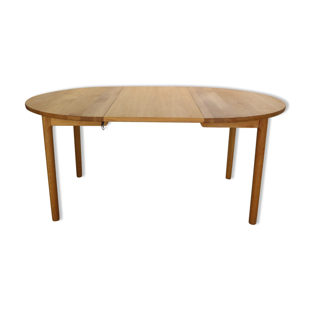 Table à manger extensible en chêne rond Hans J. Wegner pour RY Mobler ...