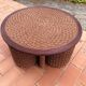 Living room set, vintage rope coffee table with 4 stools 1950