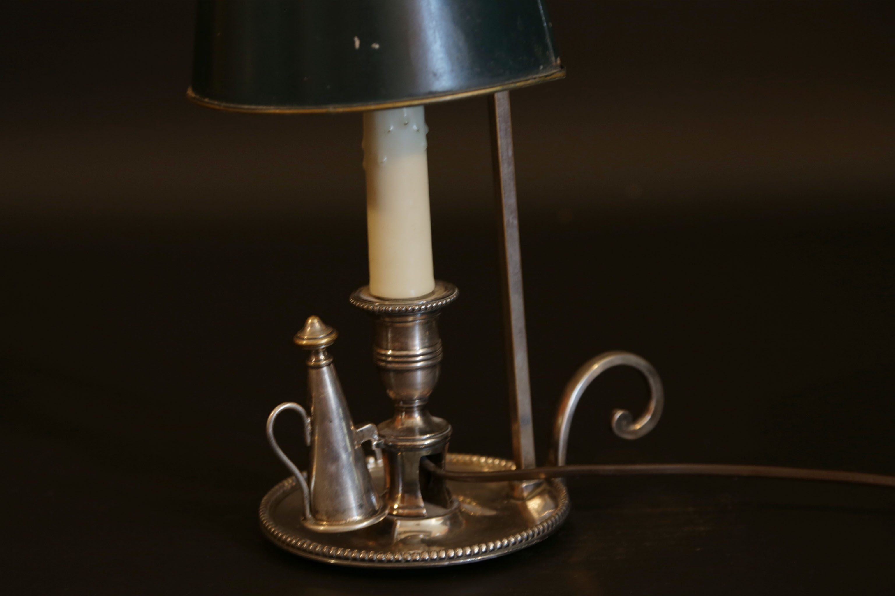 Lampe bouillotte bronze argenté tôle XIXème siècle