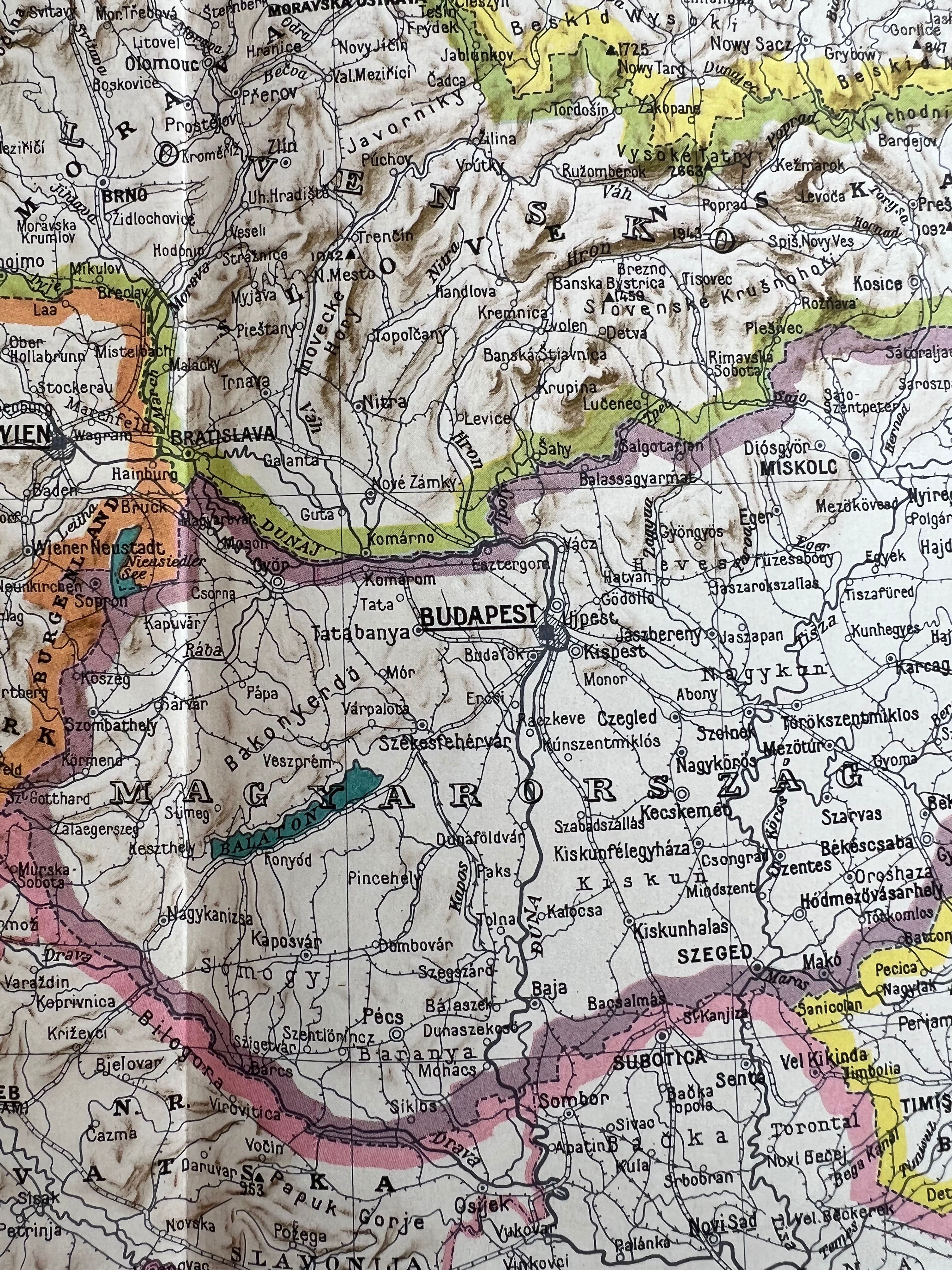 Old map Central Europe — Trade flows 1947 | Switzerland, Austria