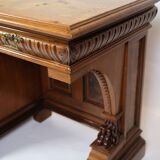 Bureau ancien avec petit meuble en noyer des années 1860