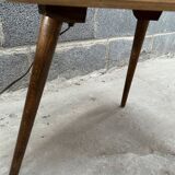Floor lamp, 60s, gilded brass and walnut, Scandinavian style with table/end of sofa