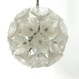 Italian Murano flower glass and chrome sputnik in Venini style. 1970s