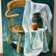 Nature morte sur chaise, signée Miguel Anibal 98