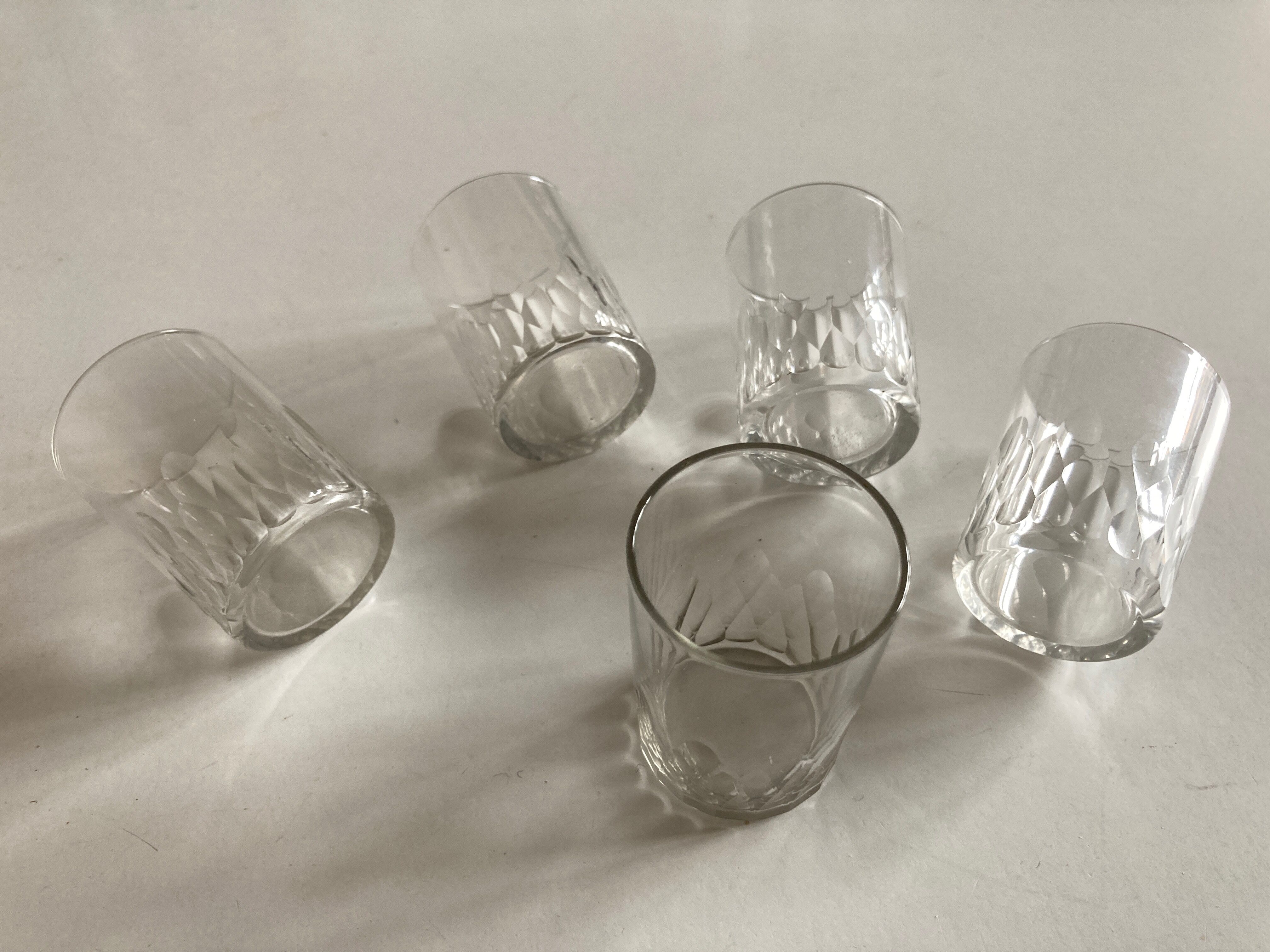 Set of shots crystal cups baccarat scale around 1900