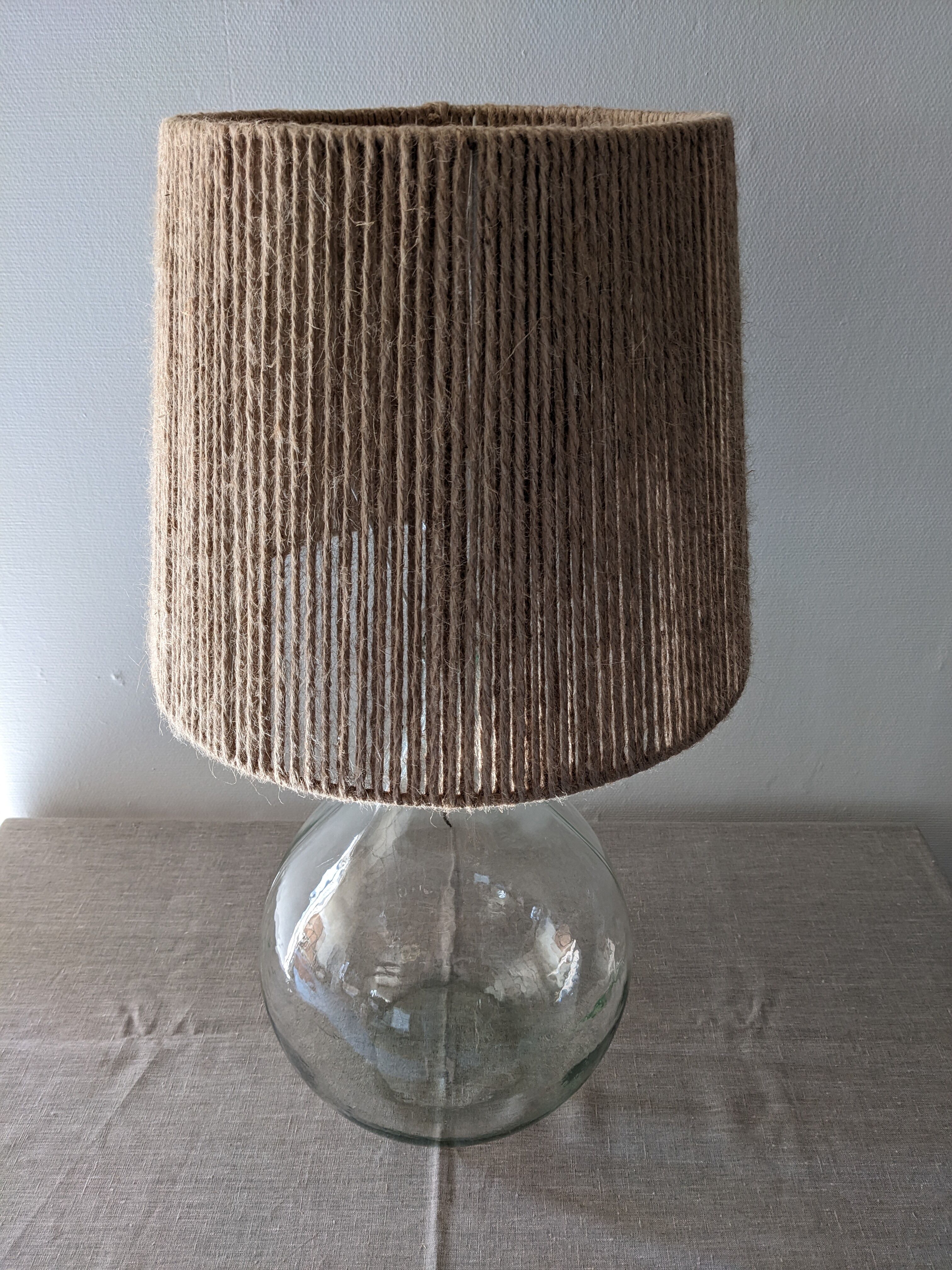 Vintage demijohn XL lamp in glass and jute rope