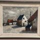 Original Swedish Oil on Canvas – "Houses", Unknown Author – Signed, Vintage and Framed – 61 x 51 cm (24 x 20 inches)