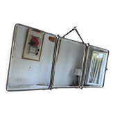 Vintage 1940s triptych barber mirror, bevelled chrome, snake imitation - 31 x