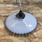 Ancienne suspension verre multicouche col corolle + douille laiton 50´s vintage