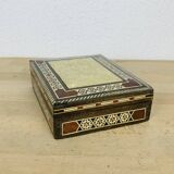 Mother-of-pearl and wood marquetry jewelry box