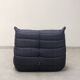Ligne Roset Togo - 1 seater & ottoman - blue pinstripe fabric