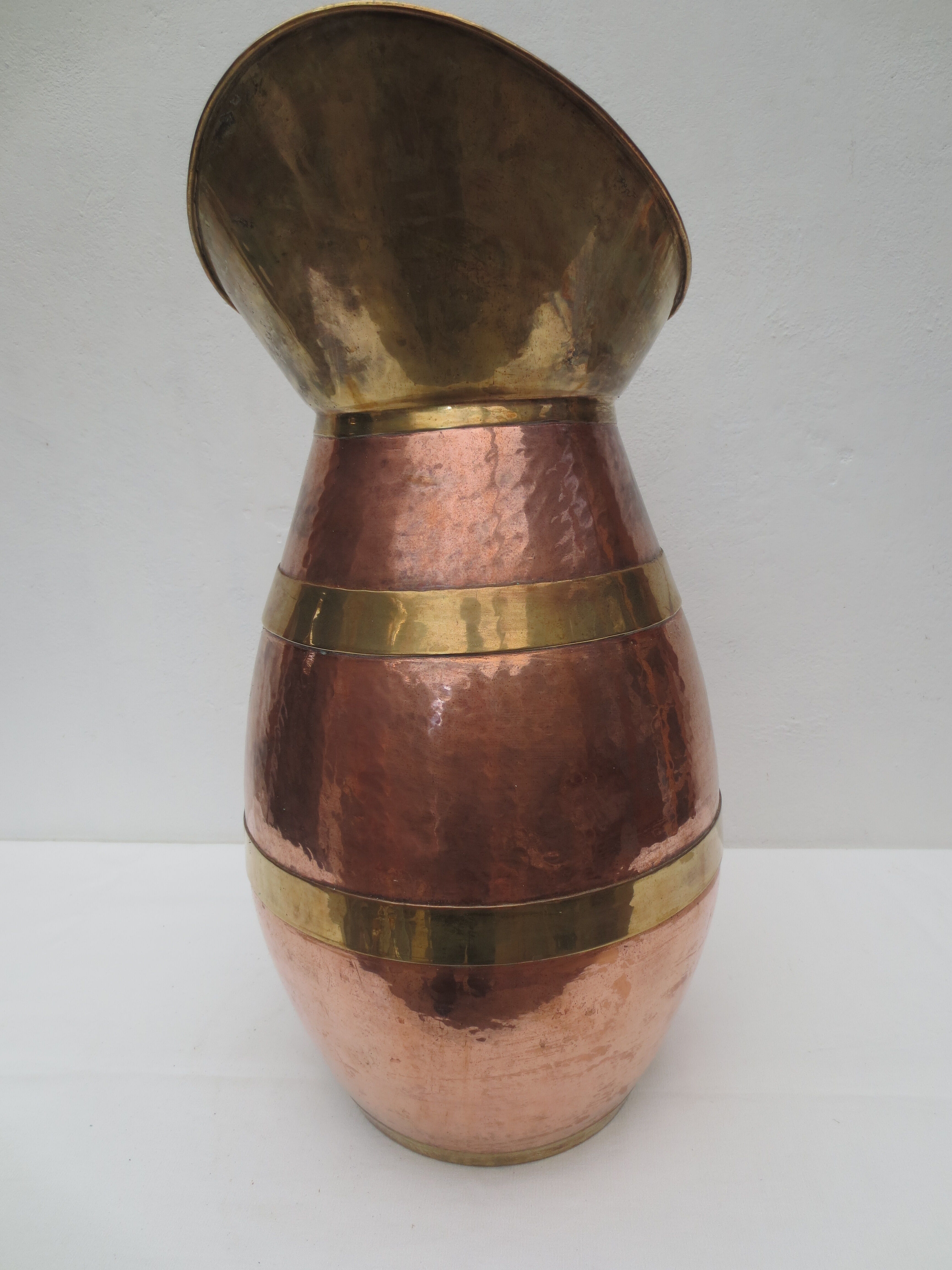 Umbrella holder, copper and brass broc