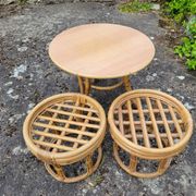 Vintage rattan garden furniture from the 1970s.