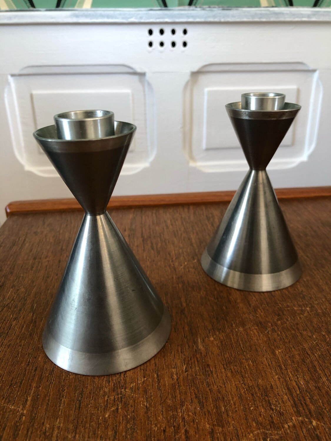 Pair of Scandinavian candle holders by Gjutet Tenn 1960