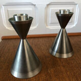 Pair of Scandinavian candle holders by Gjutet Tenn 1960