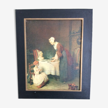 Old painting Chardin interior scene