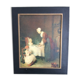Tableau ancien Chardin scène d'intérieur