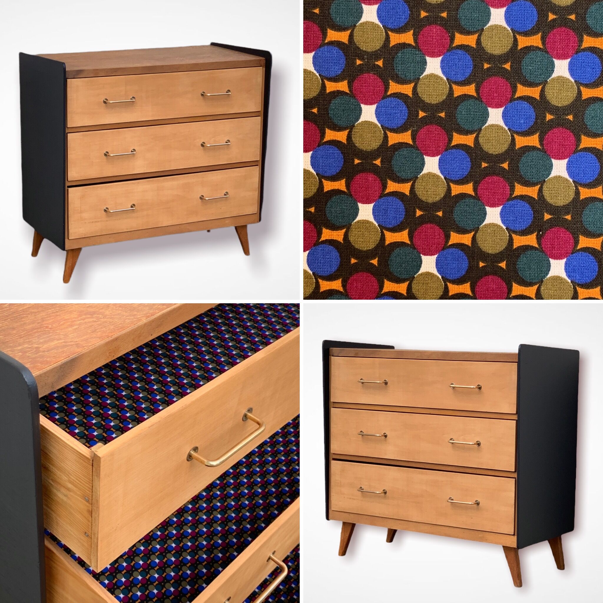 1960 compass foot chest of drawers