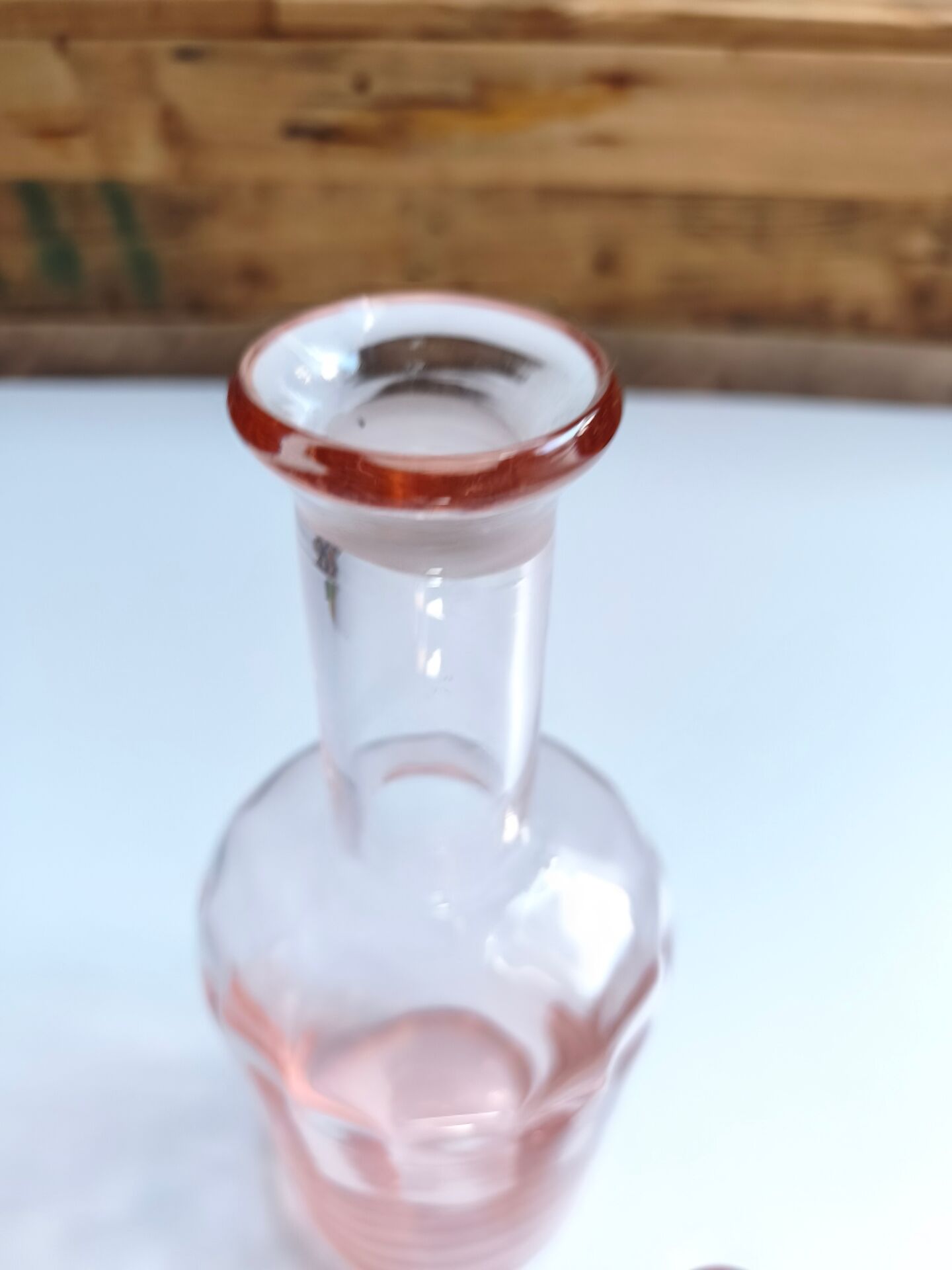 Vintage pink glass bottle