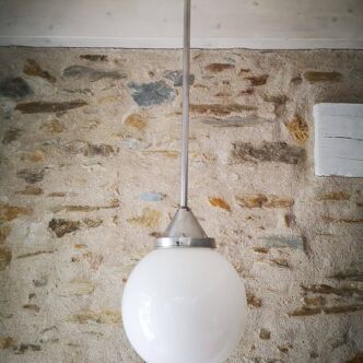 Old pendant light signed mazda opaline lamp ø 30 cm h 108 cm industrial modernist 1930s