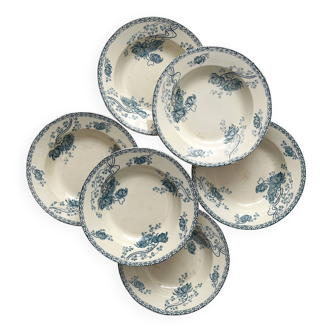 6 assiettes creuses en terre de fer "Royat" U&C Sarreguemines