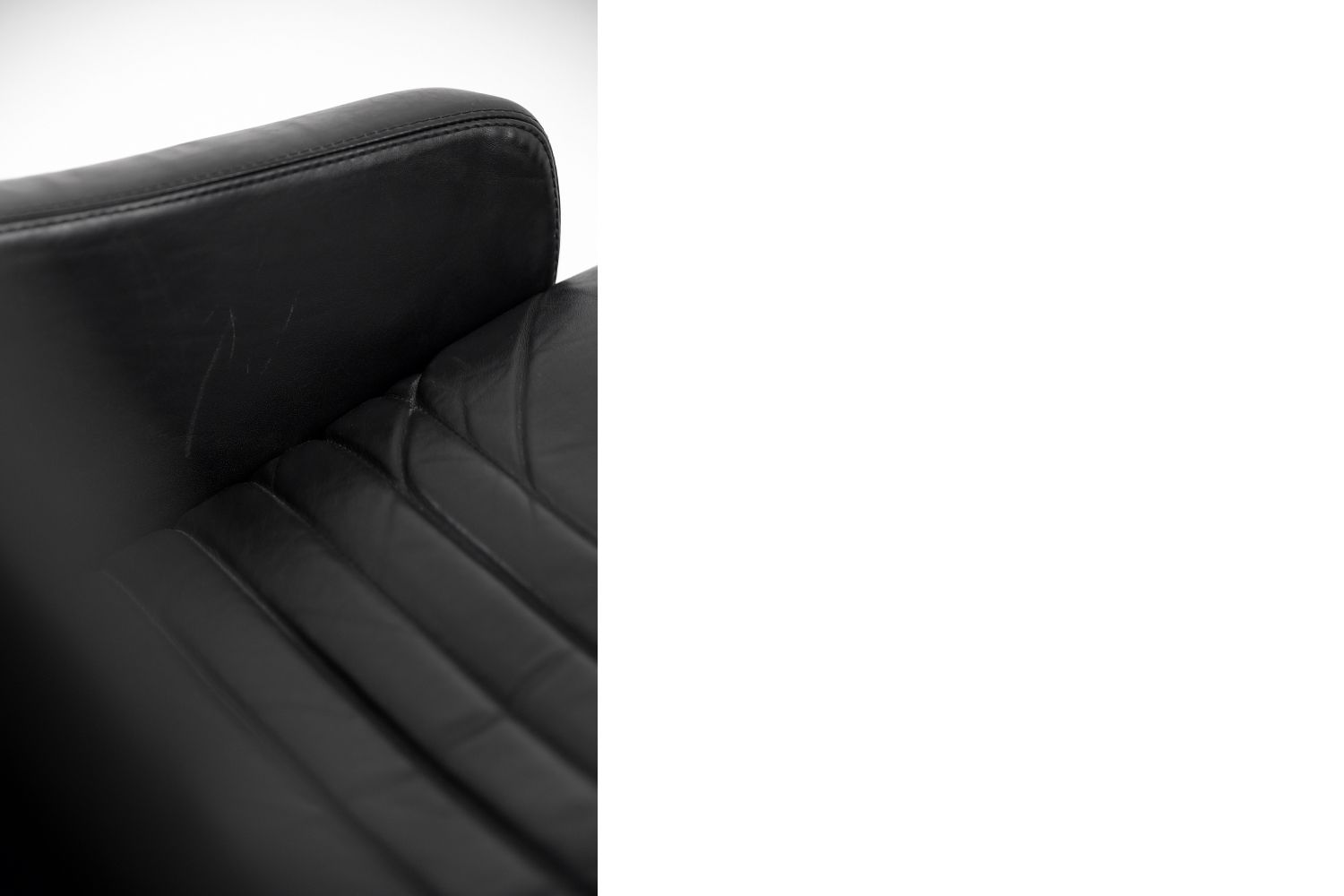 Mid-Century Rare Black Leather Scandinavian Armchair by Ire Möbel, 1970s, Set of 2
