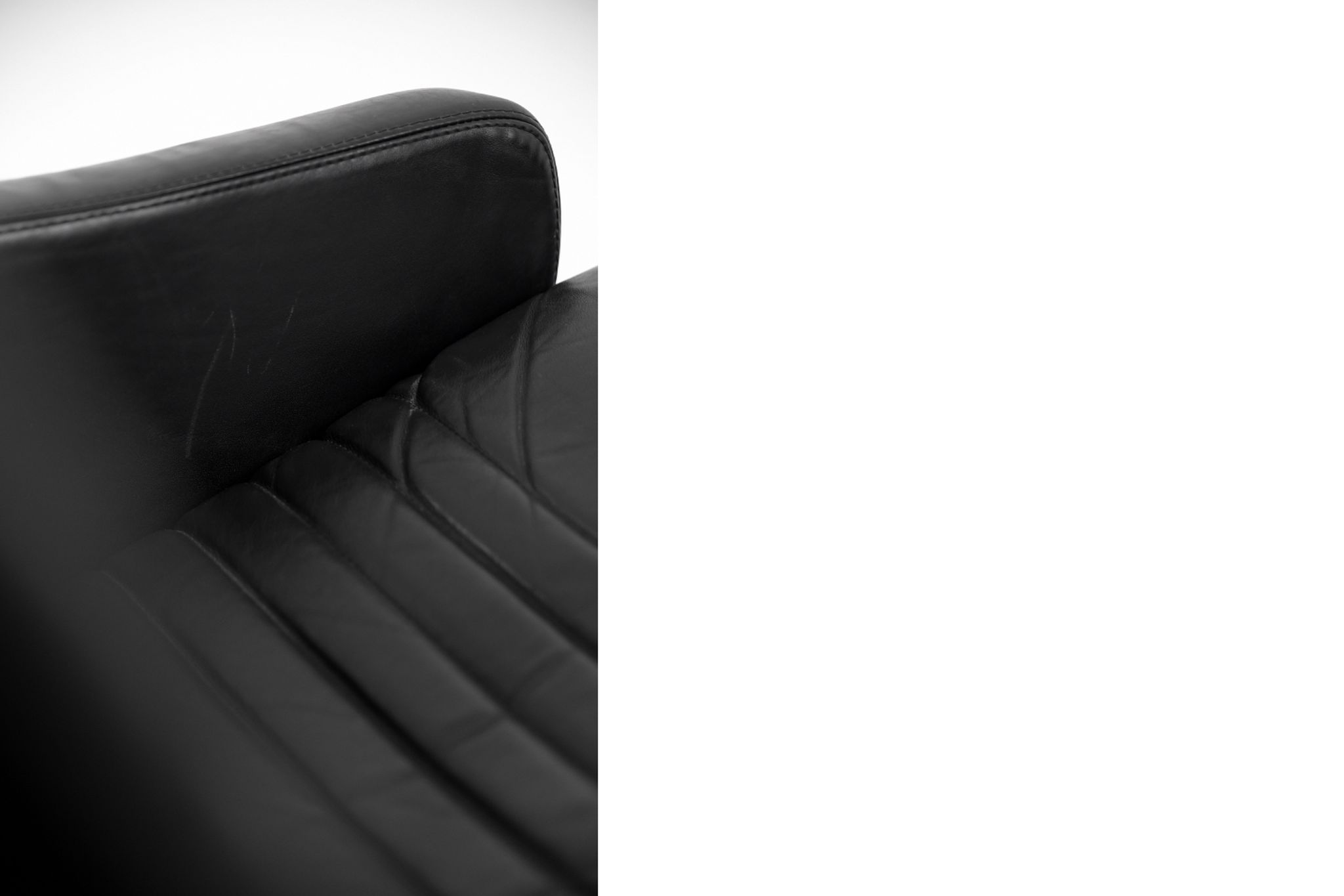 Mid-Century Rare Black Leather Scandinavian Armchair by Ire Möbel, 1970s, Set of 2