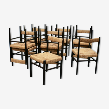 Set de 12 chaises paillées