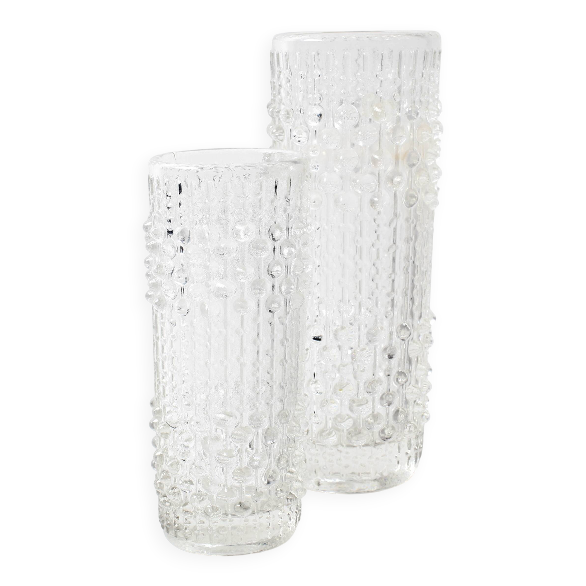 Set of 2 Vintage CandleWax Pressed Glass Vases / František Pečený / 1972