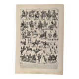 Lithograph on horse riding - 1920