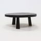 Brutalist Solid Stained Oak Round Tripod Coffee Table 1970s