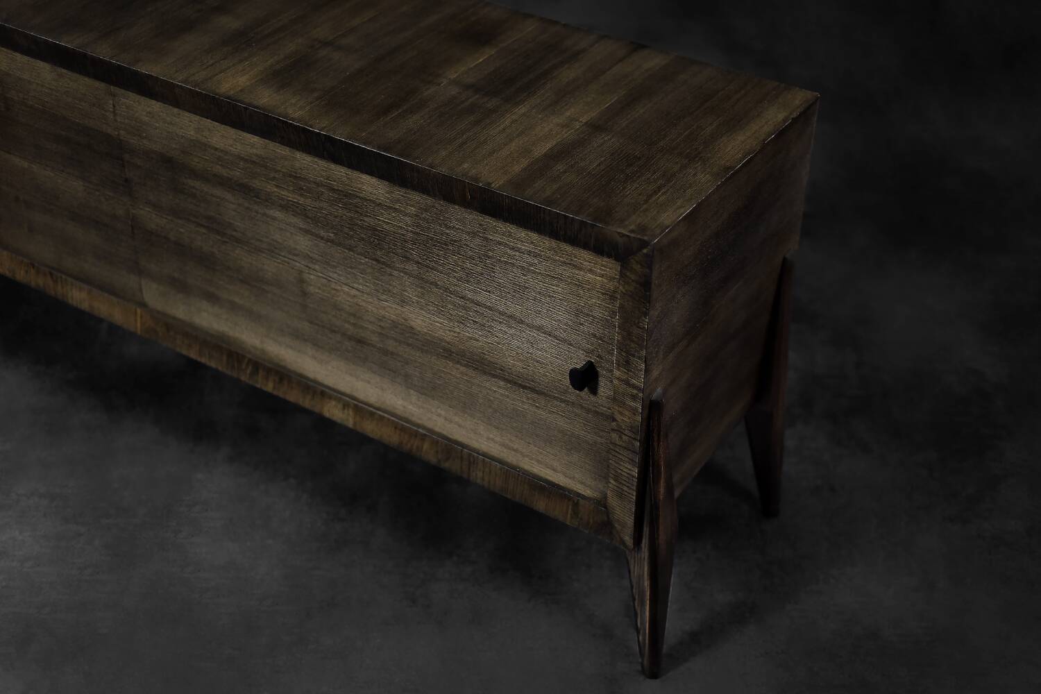 Scandinavian buffet in ash with matte metal handles, Mid-Century Modern style, 1960s.