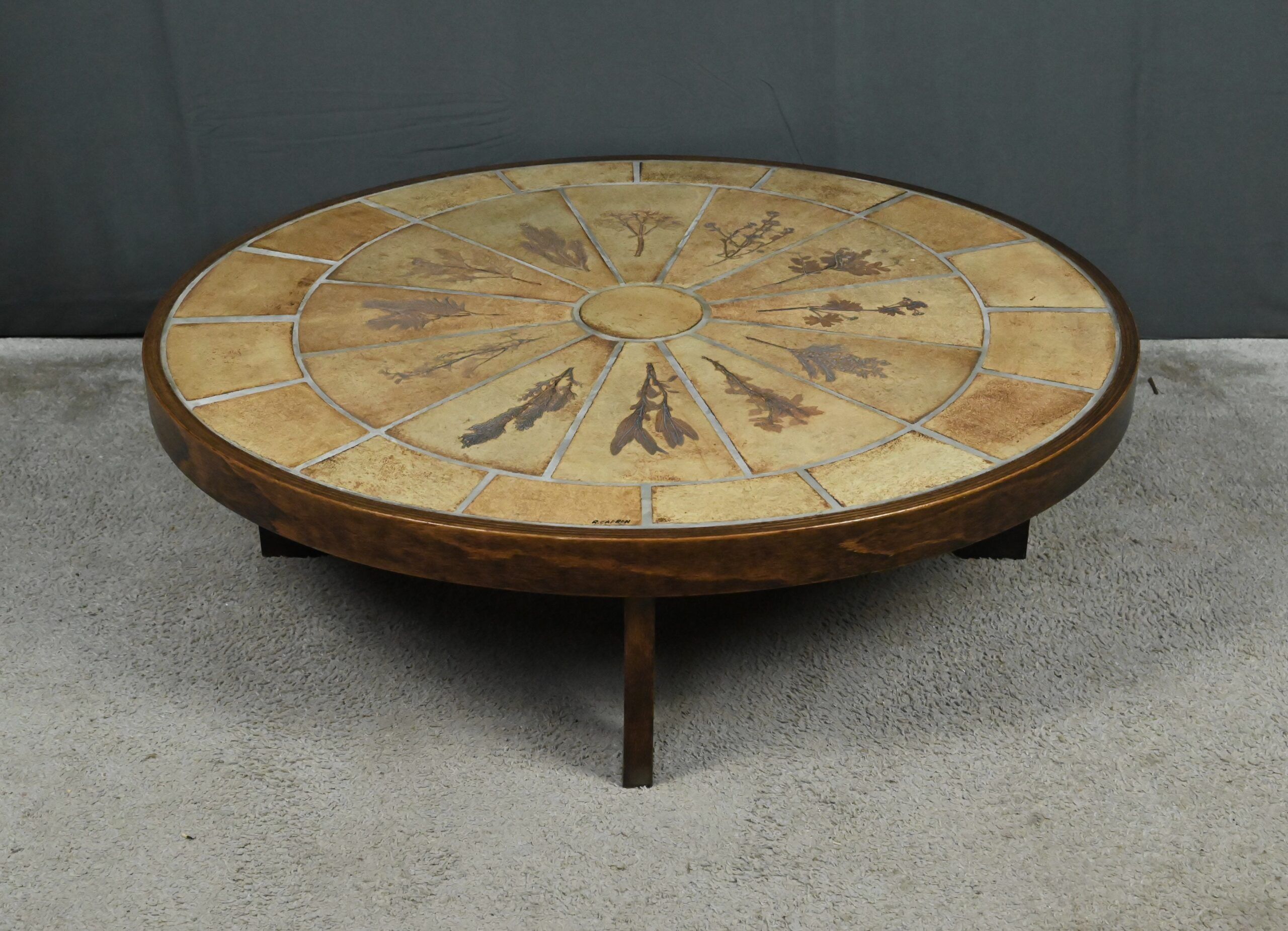 Oval coffee table signed R. Capron, collection les Herbiers, Vallauris – 1960