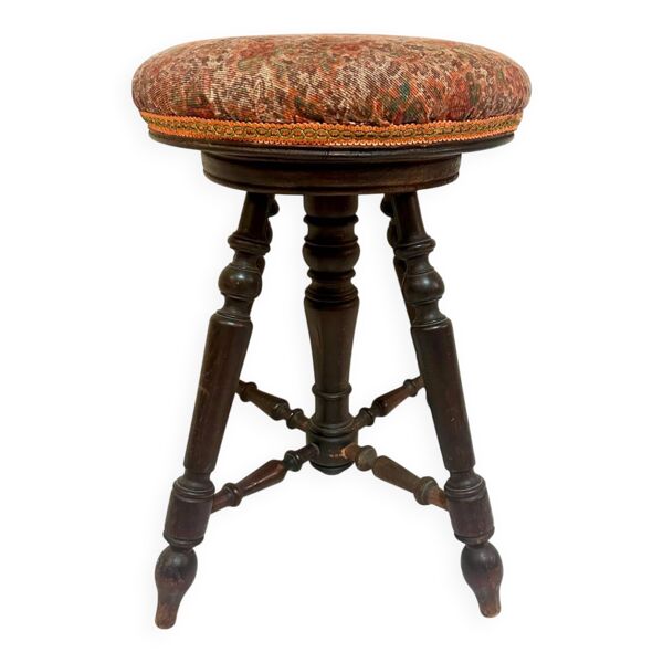 Tabouret de piano ancien réglable en bois tourné — Beyit