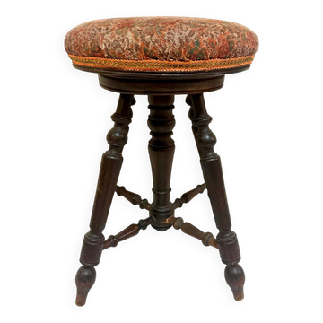 Antique adjustable piano stool in turned wood