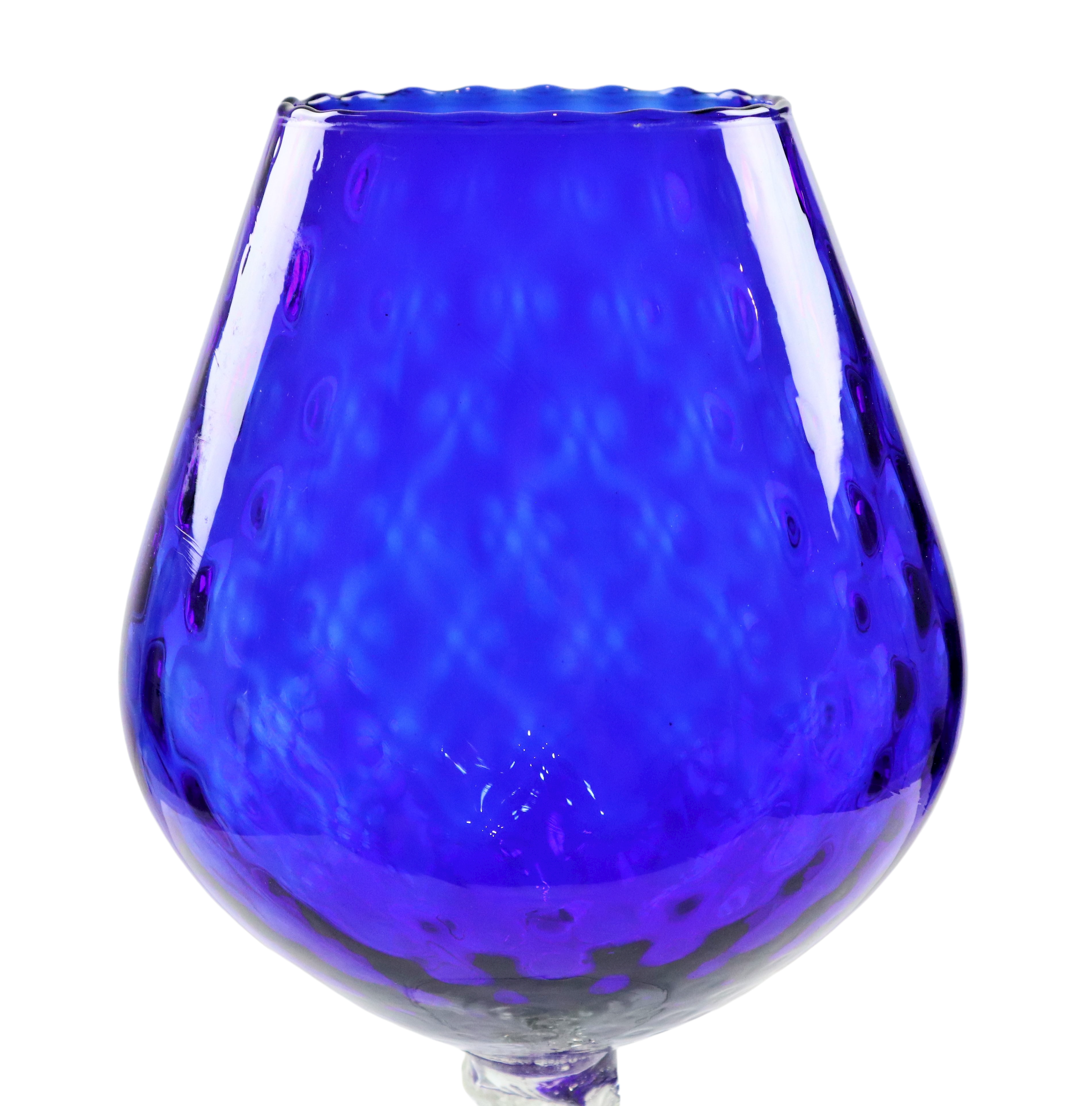 Blue glass snifter vase brandy cognac cobalt empoli italy 33cm
