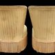 Pair of old toad armchairs with pouffe footrest