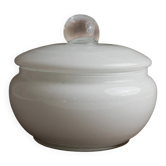 Vintage Murano bonbonnière with lid - white and transparent, timeless - Italy 1970s - table decoration, glass art, retro gift idea