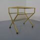 French brass and glass cart with magazine rack, 1960s