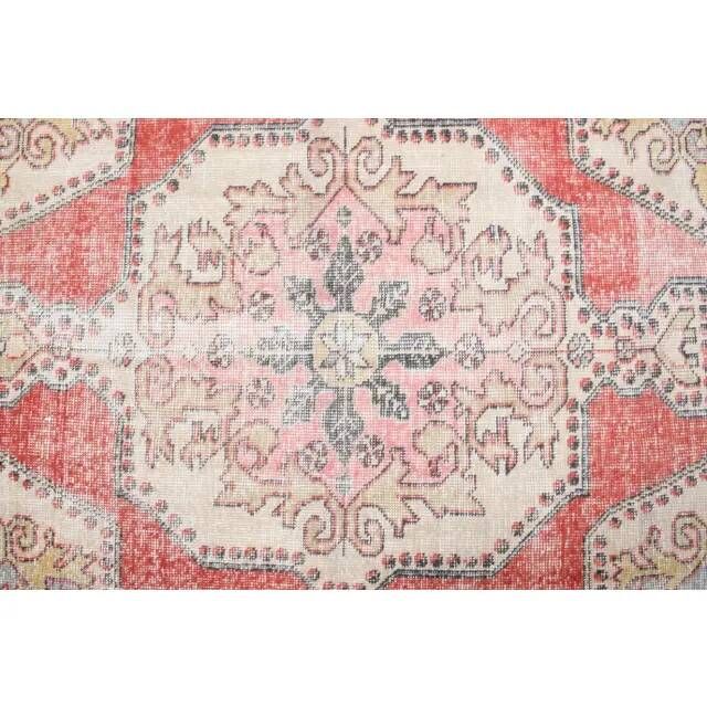 Vintage Turkish Oushak Handmade Wool Cotton Red Area Rug 142x223