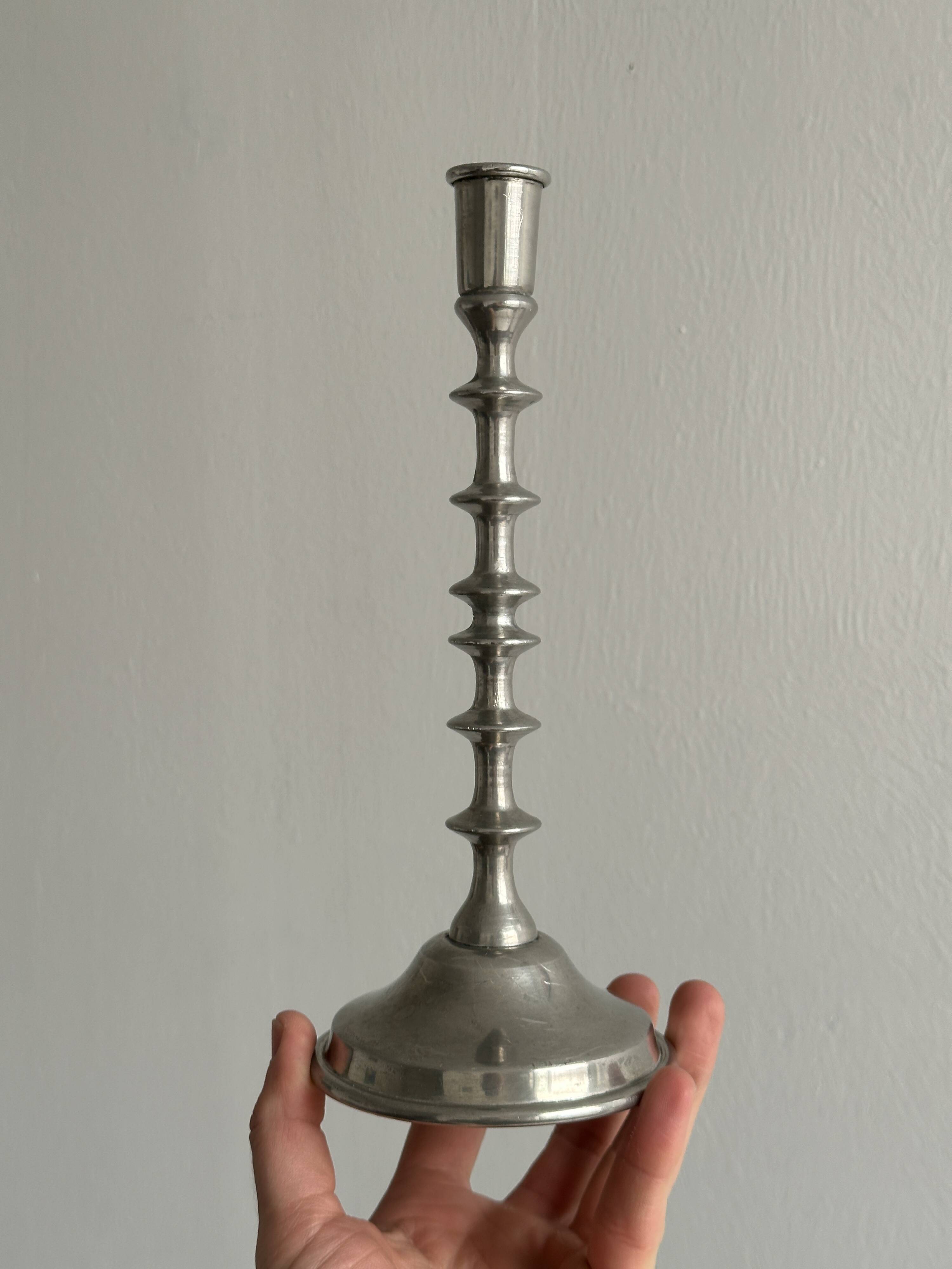 Silver metal candle holder