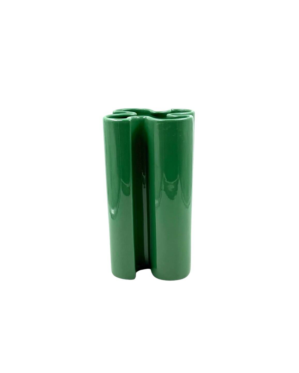 Franco Bettonica, Space age green ceramic vase, Gabbianelli Italy ca. 1970s