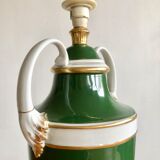 Green and gold ceramic amphora lamp foot