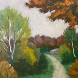 Painting "Path with Trees", Oil on hardboard