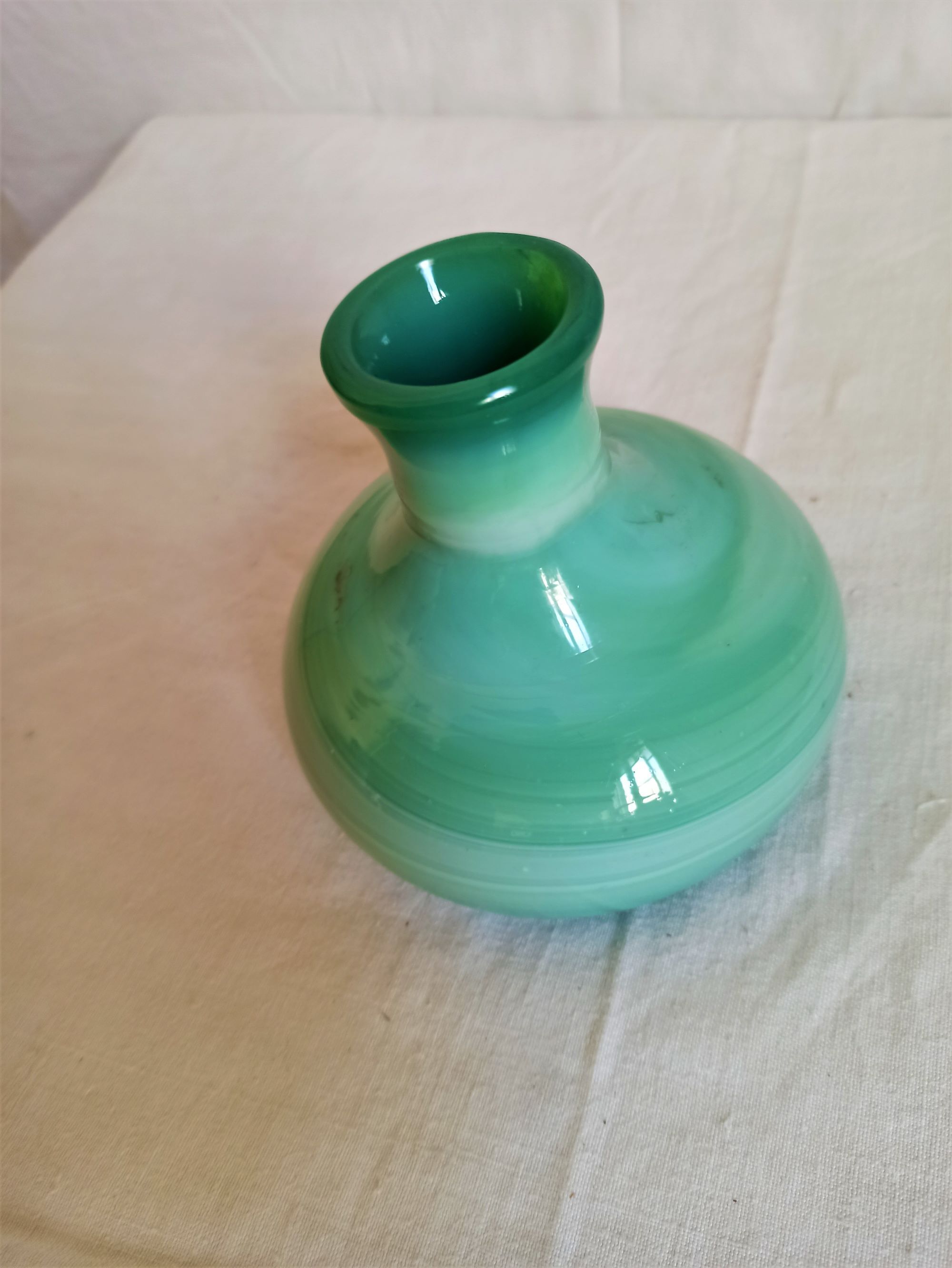 Green opaline water vase