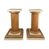pair of columns in rattan and laque