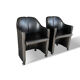 Pair of armchairs "S142" by Eugenio Gerli for Tecno in black leather