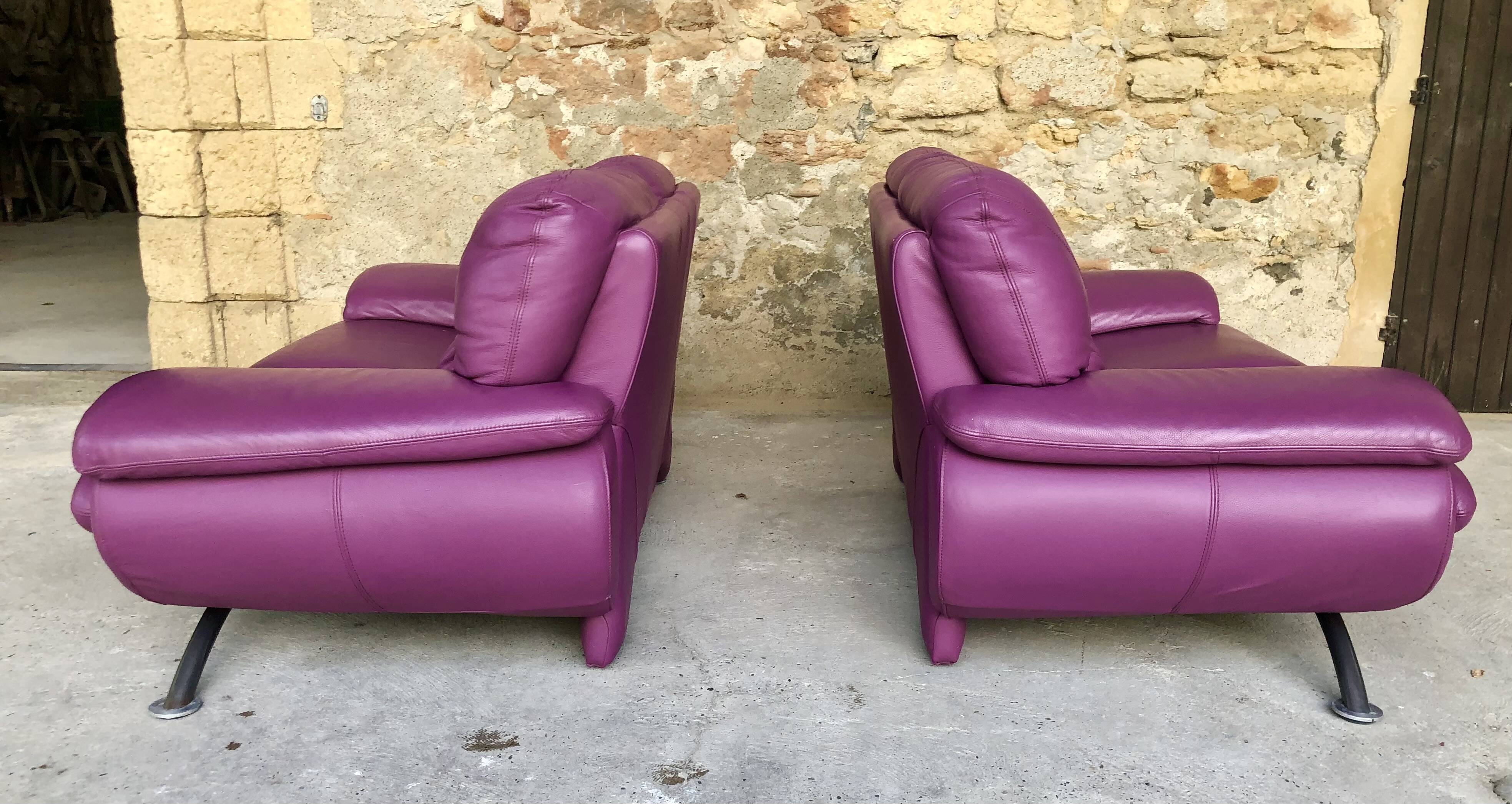 Paire de Canapés en cuir années 80